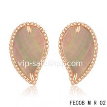 Replica Van Cleef & Arpels Sweet Alhambra Leaf Pink Earrings,Brown Mother-Of-Pearl